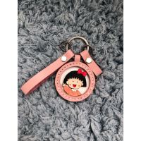 樱桃小丸子钥匙扣 卡通真皮纯手工汽车挂件 包包挂饰创意个性礼物 粉色