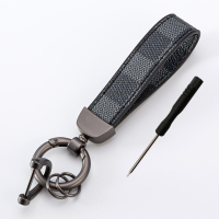 敬平皮质钥匙扣男女士创意小熊钥匙链欧美个性汽车钥匙挂件情侣款 格子[黑色]枪色扣车用钥匙扣汽车钥匙扣