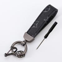 敬平皮质钥匙扣男女士创意小熊钥匙链欧美个性汽车钥匙挂件情侣款 老花[黑色]枪色扣车用钥匙扣汽车钥匙扣