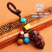 敬平貔貅钥匙扣 手工紫檀貔貅钥匙链 黑檀木汽车钥匙扣包包挂饰品 貔貅(紫檀木)小号 