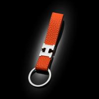 敬平正品汽车钥匙扣个性大牌H家创意皮钥匙绳挂件男女情侣锁匙链潮 愛馬橙+H银扣 