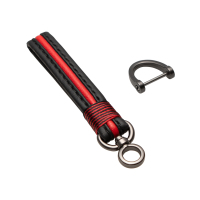 敬平汽车钥匙扣个性编织男士女金属腰挂皮创意多功能挂件钥匙扣环圈 黑红色[锌合金+皮钥匙扣]