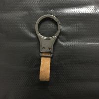 敬平汽车钥匙扣链腰挂合金钥匙扣皮实用个性简约款男女 枪黑扣+棕色翻毛皮(送螺丝刀) 