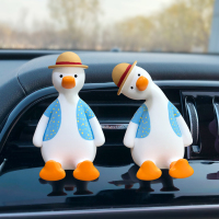敬平车载香水香薰空调出风口可爱加油鸭车内饰品摆件汽车装饰用品大全 两个马甲鸭 送香薰精油2瓶 平挂摆件