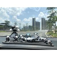 创意可爱熊猫车内饰品汽车摆件卡通网红车饰车载装饰品内饰女个性 新款黑瓶+熊猫+白兰博+钻防滑垫 送香水、透明圆垫