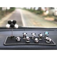 创意可爱熊猫车内饰品汽车摆件卡通网红车饰车载装饰品内饰女个性 浅灰色 熊猫+黑气球+钻垫