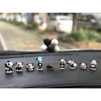 创意可爱熊猫车内饰品汽车摆件卡通网红车饰车载装饰品内饰女个性 黑色 气球+熊猫