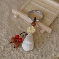 花开半夏 象牙果玉兰花菩提子汽车钥匙扣 可爱 文艺挂件挂饰礼物 花开半夏钢圈款朱砂珠款