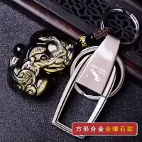 敬平黑曜石貔貅钥匙扣汽车钥匙挂件平安男士女包挂饰手工编织 金曜石貔貅+方形钥匙扣车用钥匙扣汽车钥匙扣