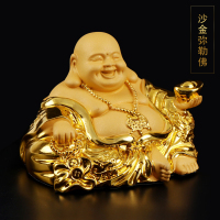 汽车摆件弥勒佛高档男香水座车内饰品符车载创意装饰品 沙金弥勒佛[摆件]