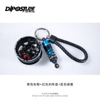 汽车挂件钥匙链合金男士腰挂创意个性hellaflush 黑色轮毂+红色刹车+蓝色避震