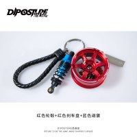 汽车挂件钥匙链合金男士腰挂创意个性hellaflush 红色轮毂+红色刹车+蓝色避震