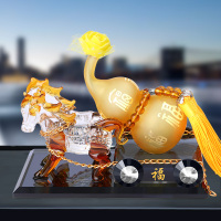 车载香水座式汽车香水摆件创意马车车内饰品摆件车用车上装饰用品 福禄双全[黄马黄葫芦]