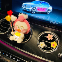 汽车装饰用品大全出风口香薰夹车载车内香水空调卡通可爱摆件女 爱心气球网红鸭出风口(粉发带薯条)+3朵装饰花