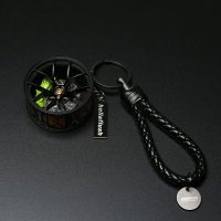 敬平创意改装轮毂钥匙扣挂件汽车钥匙链hellaflush挂绳皮iacro腰挂 黑色/绿卡车用钥匙扣汽车钥匙扣