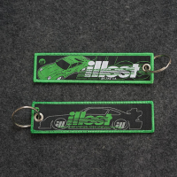 敬平JDM改装钥匙绳刺绣挂绳饰件 改装汽车钥匙扣挂件SPOON illest