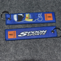 敬平JDM改装钥匙绳刺绣挂绳饰件 改装汽车钥匙扣挂件SPOON spoon
