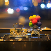 敬平车载香水车内装饰品摆件汽车用品大全香薰淡香女女人 A款香槟色天鹅(金色脖)+彩球珍珠香水+中号雏菊垫 挂摆件