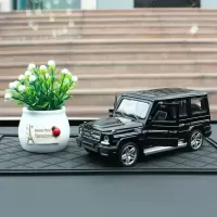 奔驰G65越野车汽车摆件 车载仿真合金车模型车内装饰品高档个性男 奔驰G65 黑色+白吉祥果+大垫