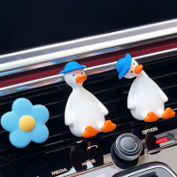 敬平车载香水香薰空调出风口可爱车内饰品摆件汽车装饰用品大全 深蓝帽直鸭+深蓝帽歪头鸭+小蓝花 精油3瓶 平挂摆件