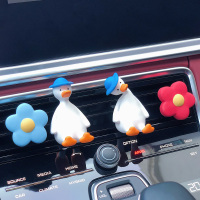敬平车载香水香薰空调出风口可爱车内饰品摆件汽车装饰用品大全 深蓝帽直鸭+深蓝帽歪头鸭+蓝红花 精油4瓶 平挂摆件