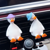 敬平车载香水香薰空调出风口可爱车内饰品摆件汽车装饰用品大全 紫帽加油鸭+淡蓝帽歪头鸭/2瓶 平挂摆件