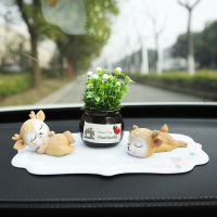 敬平一路平安鹿女车内饰品摆件女生车饰可爱汽车装饰车载创意香水 甜梦鹿+卖萌鹿+吉祥果+蓝花防滑垫挂摆件