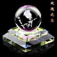敬平汽车摆件水晶香水座车内饰品摆件可爱车载车上装饰用品 水晶球[玫瑰之恋]挂摆件
