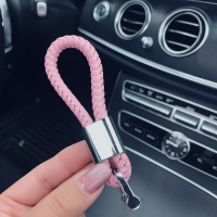 敬平新款汽车钥匙挂绳皮车用编织钥匙扣个性创意钥匙链小挂件女 粉红色 马蹄编织钥匙扣车用钥匙扣汽车钥匙扣
