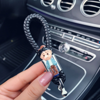 敬平新款汽车钥匙挂绳皮车用编织钥匙扣个性创意钥匙链小挂件女 丸子1号男-黑 编制钥车用钥匙扣汽车钥匙扣
