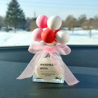 敬平汽车摆件羽毛创意可爱娃娃车载摆件蕾丝婚纱娃娃车内装饰品女 粉色气球瓶挂摆件