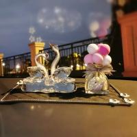 高档创意个性汽车摆件车内饰品车载香水晶天鹅车上装饰用品女礼物 B款(粉色)+彩瓶球+雏垫