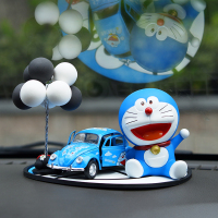敬平车内饰品汽车摆件中控台卡通可爱哆啦a梦网红创意车载装饰品公仔 坐姿叮当+叮当车+黑白球+圆垫挂摆件