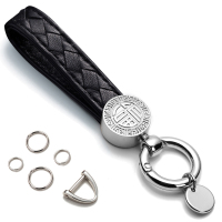 敬平汽车皮编织钥匙扣男女情侣皮钥匙链个性创意腰挂件红V 黑色(银色五金)车用钥匙扣汽车钥匙扣