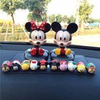 敬平车载内饰 米奇米妮汽车卡通车饰仪表台车载装饰汽车饰品 新米奇+红米妮+超大垫+10个圣诞 平挂摆件