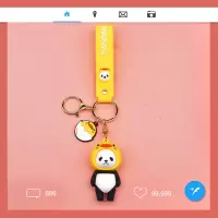 敬平情侣diy照片定制钥匙扣链一对可爱个性创意定做头像汽车摆件挂件 小黄鸭帽熊猫钥匙扣汽车钥匙扣