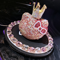 车载香水汽车装饰用品大全车内饰品摆件可爱创意出风口挂件女高档 KT香水座[混粉]+粉白钻垫