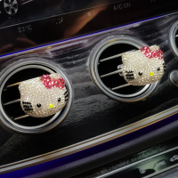 敬平车载香水汽车装饰用品大全车内饰品摆件可爱创意出风口挂件女 镶钻小猫风口[带眼睛]一对挂摆件