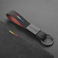 敬平Alcantara汽车翻毛钥匙扣麂皮钥匙挂件男款皮金属钥匙扣 蓝白红刺绣版车用钥匙扣汽车钥匙扣