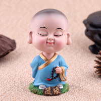 敬平汽车摆件摇头公仔车内玩偶车载用品饰品摇摆佛抖音同款淡定 摇头小和尚-随缘(佛珠1+胶1+小圆垫1) 平挂摆件