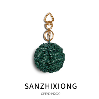 敬平创意圆形花球汽车钥匙扣挂件女简约包挂饰车钥匙圈链挂件小礼品 花球钥匙扣-深绿色 