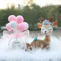 敬平汽车摆件一路平安鹿小车上创意网红车载装饰用品大全女人车内饰品 静思鹿+粉白气球玻璃瓶+小毛垫挂摆件