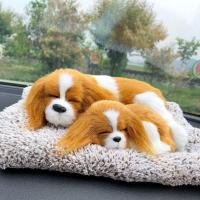 敬平汽车摆件仿真小狗狗车载动物竹炭包车内除味毛绒玩偶摆设汽车用品 查理(母子趴)-毛绒垫 平挂摆件