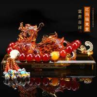 汽车摆件貔貅车载车内香水座饰品仪表台高档装饰男 [琉璃貔貅]琥珀色+红玛瑙