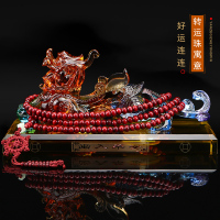 汽车摆件貔貅车载车内香水座饰品仪表台高档装饰男 [琉璃貔貅]流彩色+珠