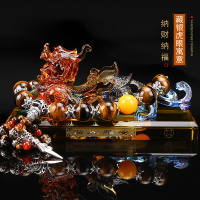 汽车摆件貔貅车载车内香水座饰品仪表台高档装饰男 [琉璃貔貅]流彩色+藏银虎眼石