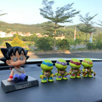 敬平抖音车上装饰品 忍者神龟公仔模型玩具 网红汽车摆件车载内饰 摇头龙珠+武器神龟4个+无痕胶 平挂摆件