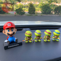 敬平抖音车上装饰品 忍者神龟公仔模型玩具 网红汽车摆件车载内饰 童年玛丽+武器神龟4个+无痕胶 平挂摆件