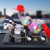 敬平汽车香水摆件车载香水座式创意马车车上车用装饰用品车内饰品摆件 福禄双全[+粉彩+红花] 平挂摆件