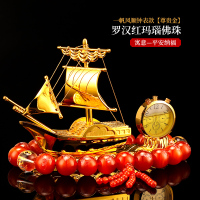 敬平汽车香水座式车载香薰车上淡香古龙车内饰品用品男士摆件 一帆风顺-尊贵金[钟表香水款]罗汉红玛瑙 平挂摆件